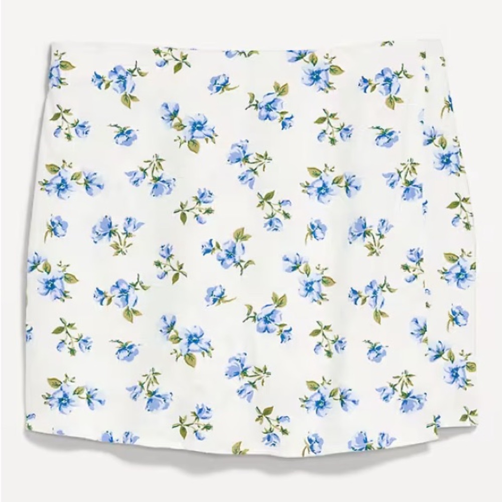 NWT Old Navy High-Waisted Linen-Blend Mini Skort - White Floral, Size XXL